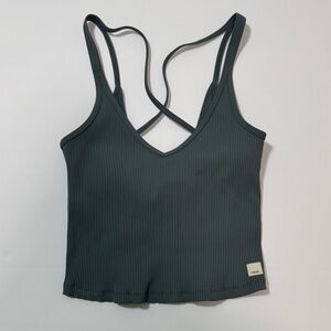 Vuori Dark Green Ribbed Tank Top